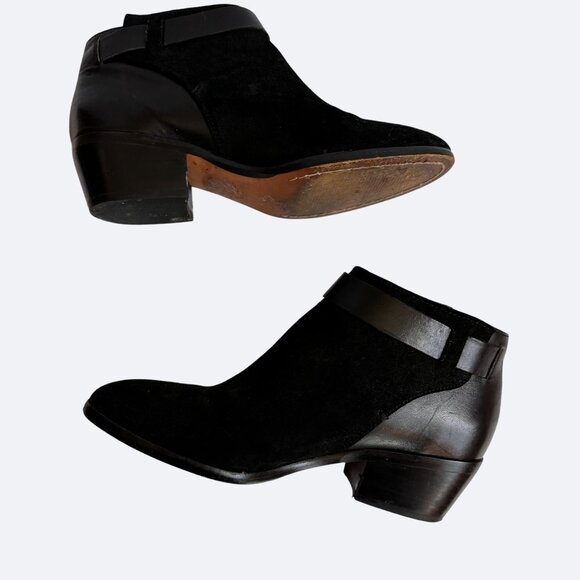 Madewell Womens Leather‎ Suede Ankle Boots Size 7 Black Heel Bootie - Picture 2 of 11